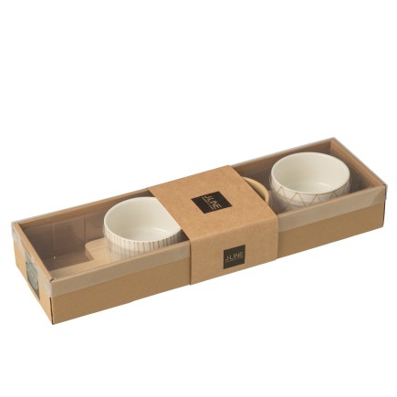 Servizio da tapas composto da 3 ciotole in ceramica beige, 39x10x6 cm