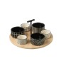 Conjunto de tapas com 6 taças de cerâmica preta, 29 x 29 x 5,5 cm Conjunto de tapas com 6 taças de cerâmica preta, 29 x 29 x 5,5 cm