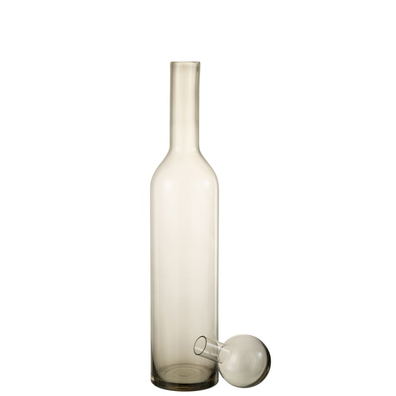 Bouteille avec bouchon en verre gris 14x14x75 cm