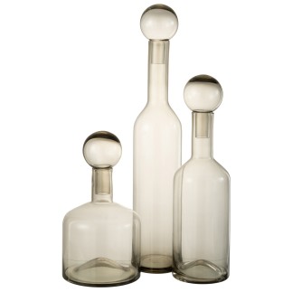 Bouteille avec bouchon en verre gris 14x14x75 cm