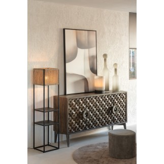 Bouteille avec bouchon en verre gris 14x14x75 cm