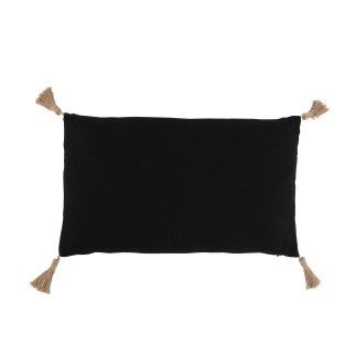 Coussin rectangle en coton noir 50x30cm - Coussin d'extérieur