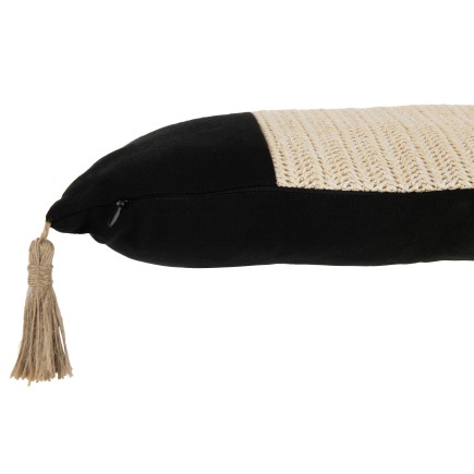 Coussin rectangle en coton noir 50x30cm - Coussin d'extérieur