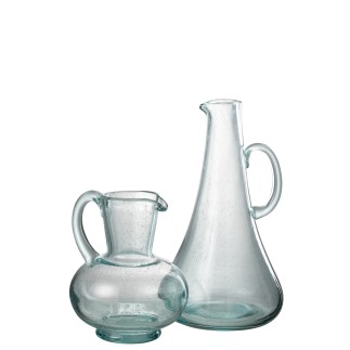 Carafe avec anse en verre bleu 19.5x19x34 cm