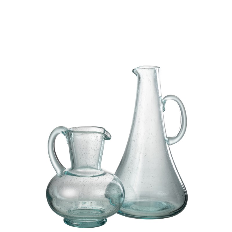 Carafe avec anse en verre bleu 19.5x19x34 cm