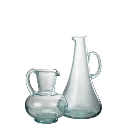Carafe avec anse en verre bleu 19.5x19x34 cm