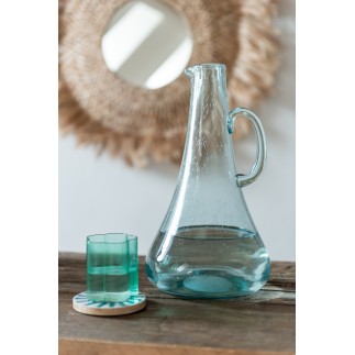 Carafe avec anse en verre bleu 19.5x19x34 cm