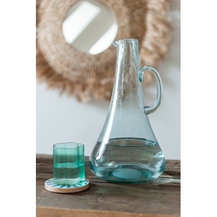 Carafe avec anse en verre bleu 19.5x19x34 cm