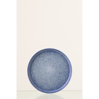 Assiette plate en céramique bleu 21x21x2 cm