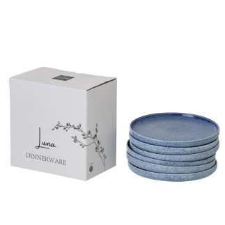 Assiette plate en céramique bleu 21x21x2 cm