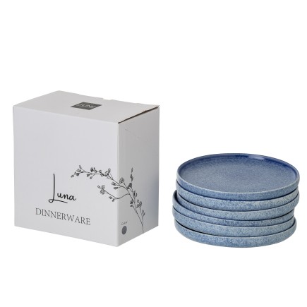 Assiette plate en céramique bleu 21x21x2 cm