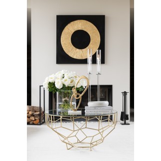 Tavolino rotondo in metallo dorato 90*90*44cm