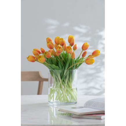 Bouquet di 7 tulipani artificiali in materiale sintetico arancione 13x9x32 cm