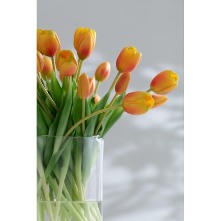 Bouquet di 7 tulipani artificiali in materiale sintetico arancione 13x9x32 cm