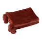 Plaid con pompon in poliestere marsala 170x130cm Plaid con pompon in poliestere marsala 170x130cm