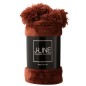 Plaid con pompon in poliestere marsala 170x130cm Plaid con pompon in poliestere marsala 170x130cm