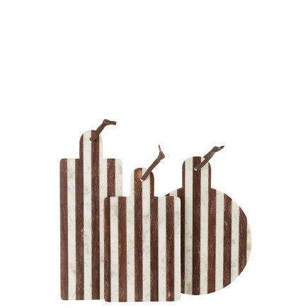 Planche à découper ronde en marbre marron 46x31x2 cm