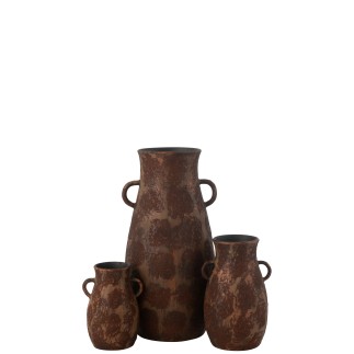 Vaso ânfora em cerâmica castanha 36x36x70 cm
