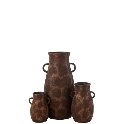 Vaso ânfora em cerâmica castanha 36x36x70 cm