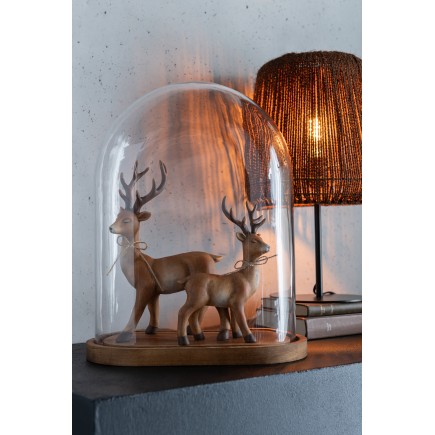 Lot de 2 cerf debout en céramique marron 14.5x7x21.5 cm