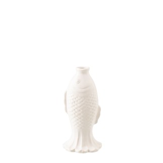 Jarrón soliflor de cerámica blanco con forma de pez, 13,5 x 11,8 x 28 cm