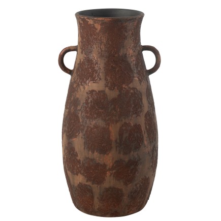 Vaso ânfora em cerâmica castanha 36x36x70 cm