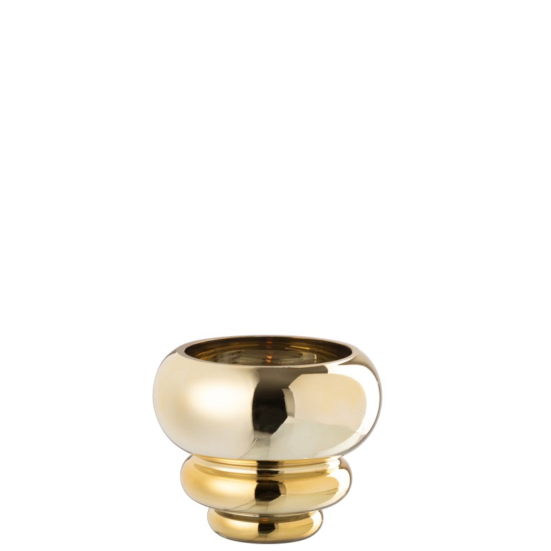 Vaso o portacandela in vetro dorato 15,5x15,5x13,5 cm Vaso o portacandela in vetro dorato 15,5x15,5x13,5 cm