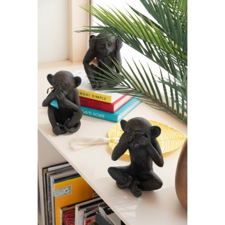Set de 3 singes de la sagesse en résine marron 18x16x23 cm