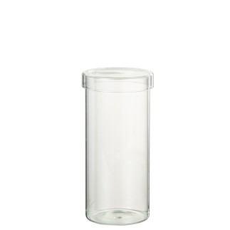 Contenitore in vetro trasparente 9x9x21 cm