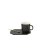 Taza con platillo y cuchara de cerámica negra 17.8*12.2*8cm Taza con platillo y cuchara de cerámica negra 17.8*12.2*8cm