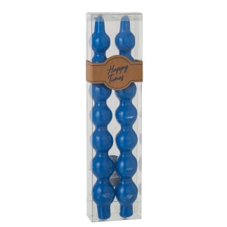 Caixa com 2 velas 5H em forma de cabaça azul, 7,5 x 3,5 x 30 cm