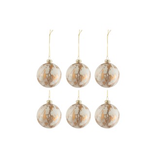 Boite de 6 boules de Noël en verre blanc 8x8x8 cm