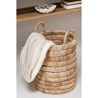 Plaid franges en mousseline de coton beige clair 130x180x1 cm
