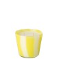 Vela perfumada com 50 horas de duração em castiçal amarelo 13x13x13 cm
