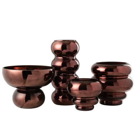 Vase sur pied en verre prune 23x23x17.5 cm