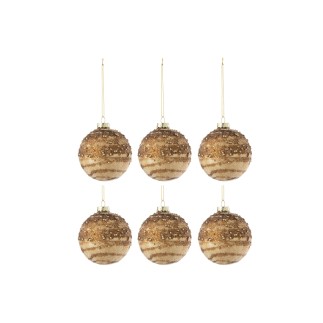 Boite de 6boules de Noël en verre marron 8x8x8 cm