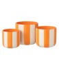 Cache-pot rayé en céramique orange et blanc 15x14x14 cm Cache-pot rayé en céramique orange et blanc 15x14x14 cm