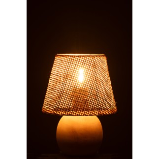 Lámpara LED a pilas de madera beige 17x17x23 cm