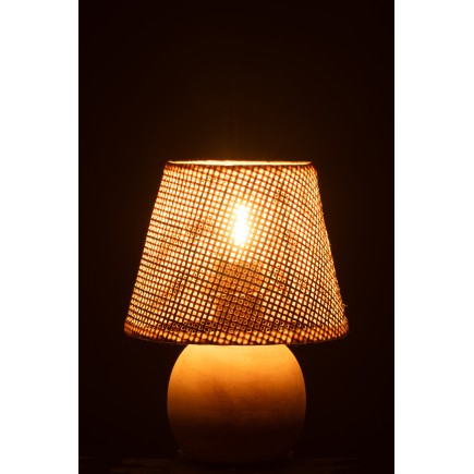 Lâmpada LED a pilhas em madeira bege 17x17x23 cm