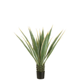 Agave artificial em vaso de poliéster verde 100x100x135 cm