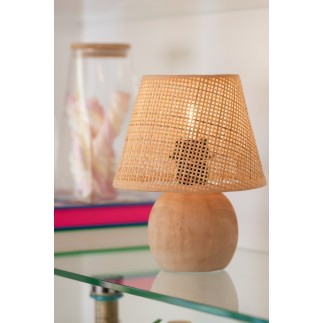 Lampada LED a batteria in legno beige 17x17x23 cm