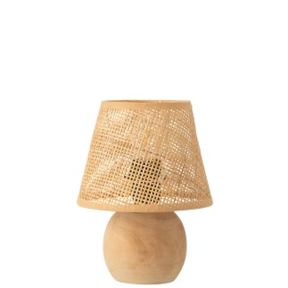 Lâmpada LED a pilhas em madeira bege 17x17x23 cm