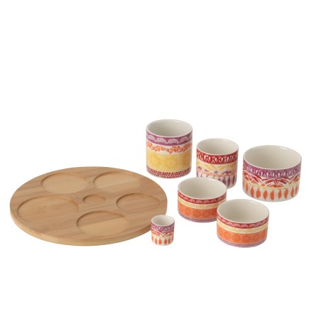 Set apéro en céramique violet 13x13x8 cm