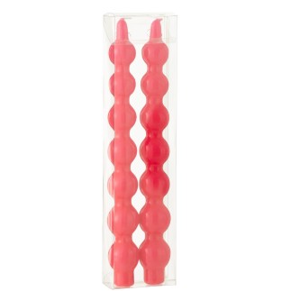 Boite de 2 bougies calebasse 5h en paraffine rose 7.5x3.5x30 cm