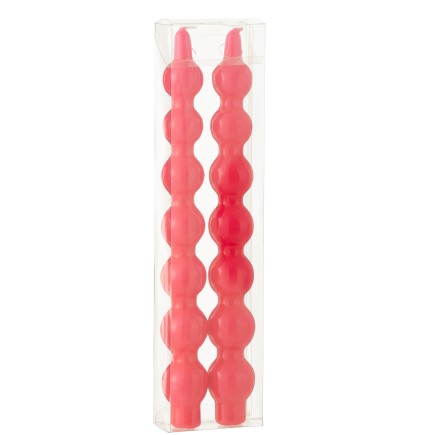 Scatola di 2 candele calebasse 5h in paraffina rosa 7.5x3.5x30 cm