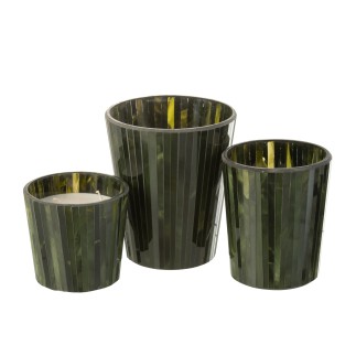Candela profumata 60H in portacandele in vetro verde 15.5x15.5x18.5 cm