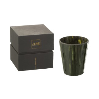 Candela profumata 60H in portacandele in vetro verde 15.5x15.5x18.5 cm