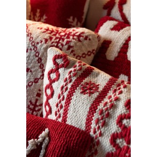 Almofada retangular com flocos de neve em algodão vermelho 40x60x15 cm