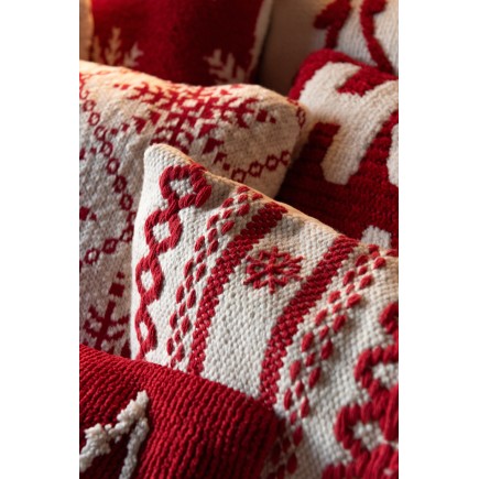 Cojín rectangular copo de nieve de algodón rojo 40x60x15 cm