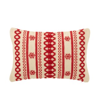 Cojín rectangular copo de nieve de algodón rojo 40x60x15 cm
